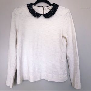 J Crew Black Lace Peter Pan Collar Shirt